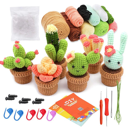 3/6pcs DIY Beginners Plant Succulent Crochet Starter Kit