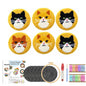 DIY Punch Needle Coaster Kit Set – Make 6 Cat Animal Coasters Craft Embroidery