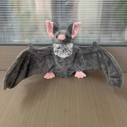 25cm Cute Grey Bat Plush Soft Toy with Posable Wings