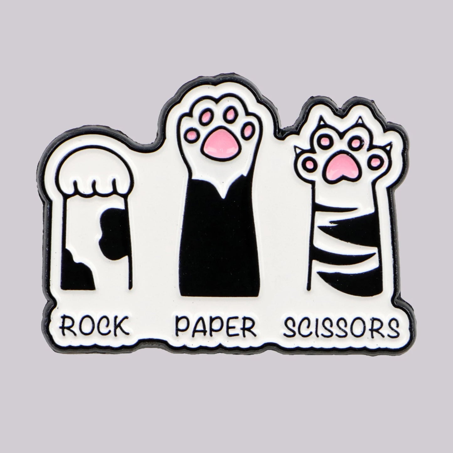 Rock Paper Scissors Funny Cute Cat Paw Enamel Brooch Lapel Pin Badge Novelty Gift