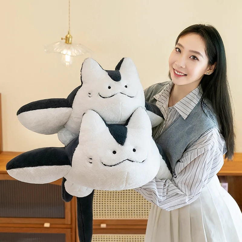 Cute 75cm/90cm Manta Ray Fish Cat Plush Toy – Soft Toy Stuffed Animal Cushion Pillow Kawaii