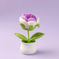 Crochet Knitted Artificial Flower Plant in Pot - Hand Woven Potted Desk Desktop Home Decor Gift Ornament