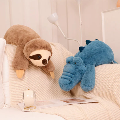 Large Raccoon, Fox, Crocodile or Sloth Soft Fluffy Plush Toy Pillow