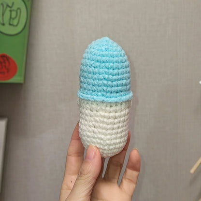 Crochet Knitted Chill Pill - Emotional Support Chill Pill Handmade-Style Gift with Message Card Mental Health Happy Pill Support