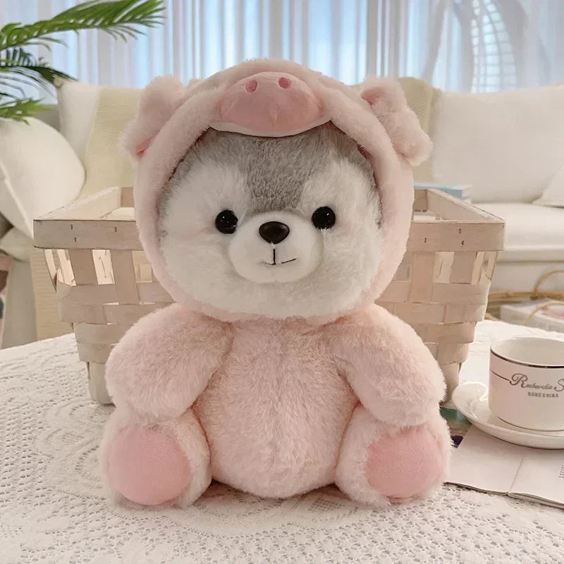 20cm/30cm Husky Plush Soft Toy in Pig Koala Dinosaur Fox Disguise