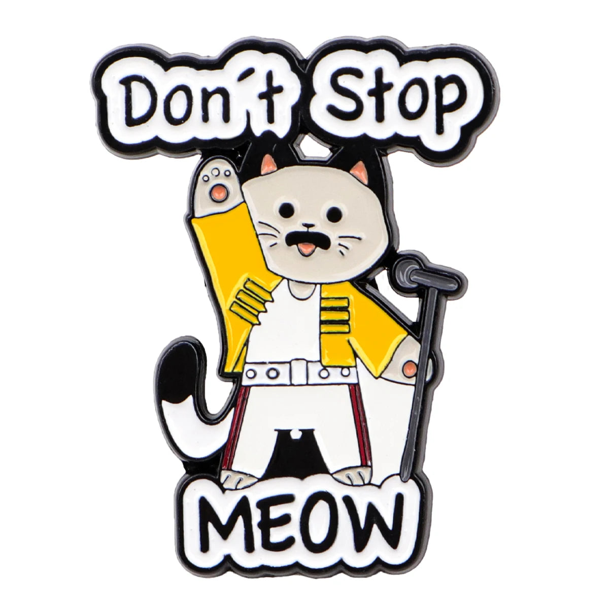Don’t Stop Meow Funny Singer Cat Enamel Brooch Lapel Pin Badge Novelty Gift