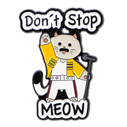 Don’t Stop Meow Funny Singer Cat Enamel Brooch Lapel Pin Badge Novelty Gift