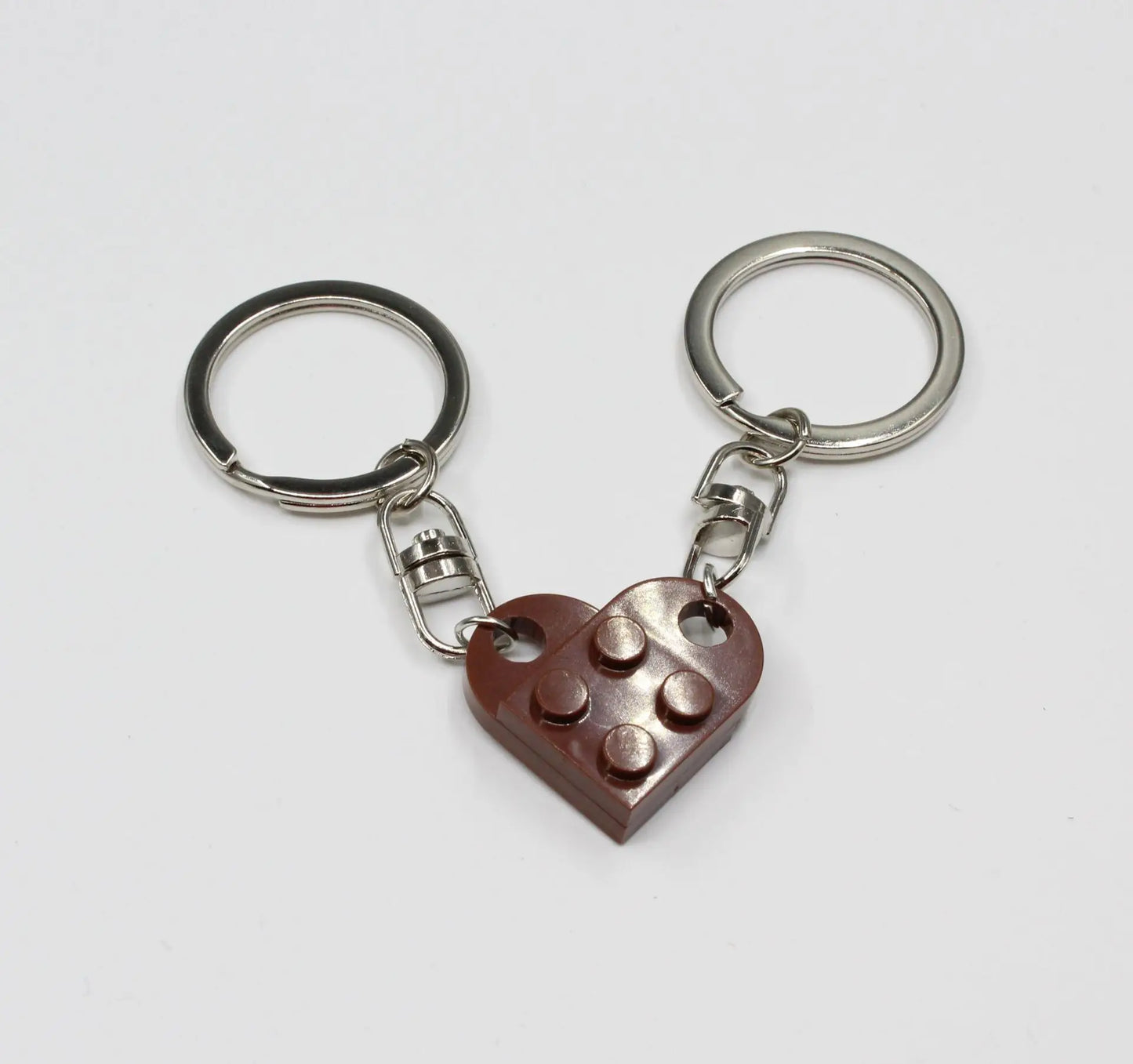 Couple Friends Heart-Shaped Keychain Keyring Set - Matching Design Gift