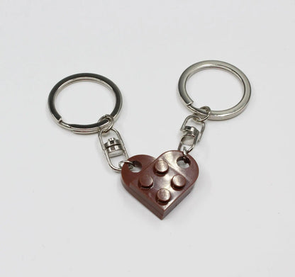 Couple Friends Heart-Shaped Keychain Keyring Set - Matching Design Gift