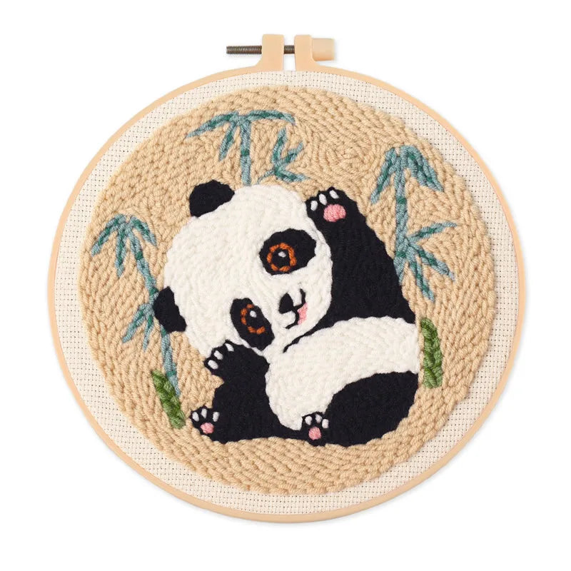 20cm Panda Design Punch Needle DIY Kit Set – Beginner Animal Craft Set