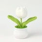 Crochet Knitted Artificial Flower Plant in Pot - Hand Woven Potted Desk Desktop Home Decor Gift Ornament