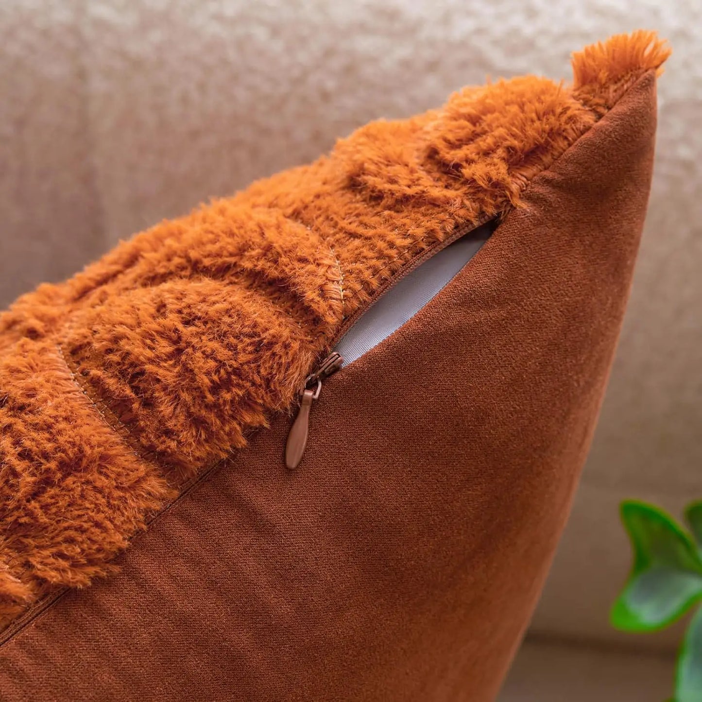 Festive Halloween Throw Pillow Covers 45×45cm – Orange White Brown Pumpkin Soft Plush