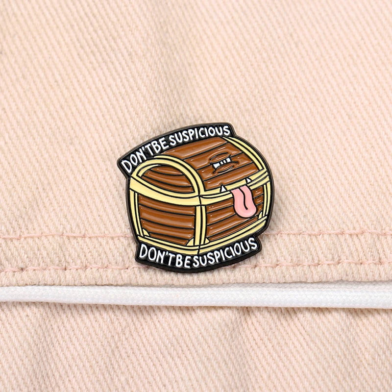 D&D Mimic Chest Enamel Pin Badge Don't Be Suspicious Cosplay Game Souvenir Brooch Bag Lapel