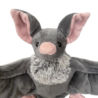 25cm Cute Grey Bat Plush Soft Toy with Posable Wings