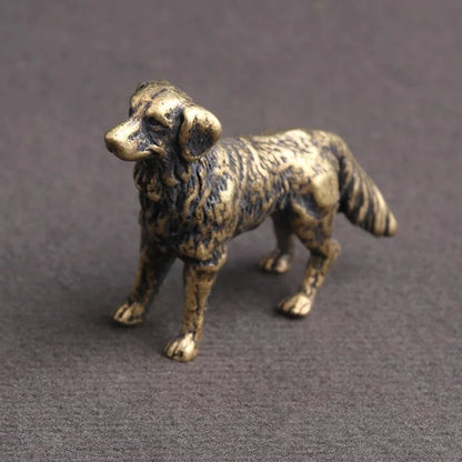 Mini Brass Copper Metal Dog Figurine – Desk Buddy Ornament Collectible