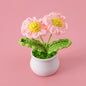 Crochet Knitted Artificial Flower Plant in Pot - Hand Woven Potted Desk Desktop Home Decor Gift Ornament