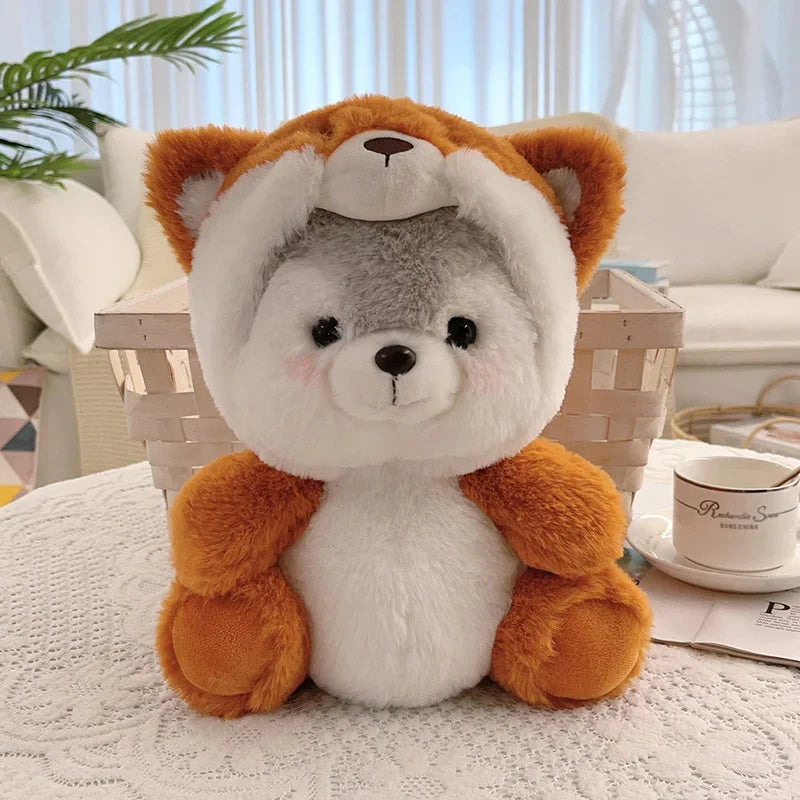 20cm/30cm Husky Plush Soft Toy in Pig Koala Dinosaur Fox Disguise