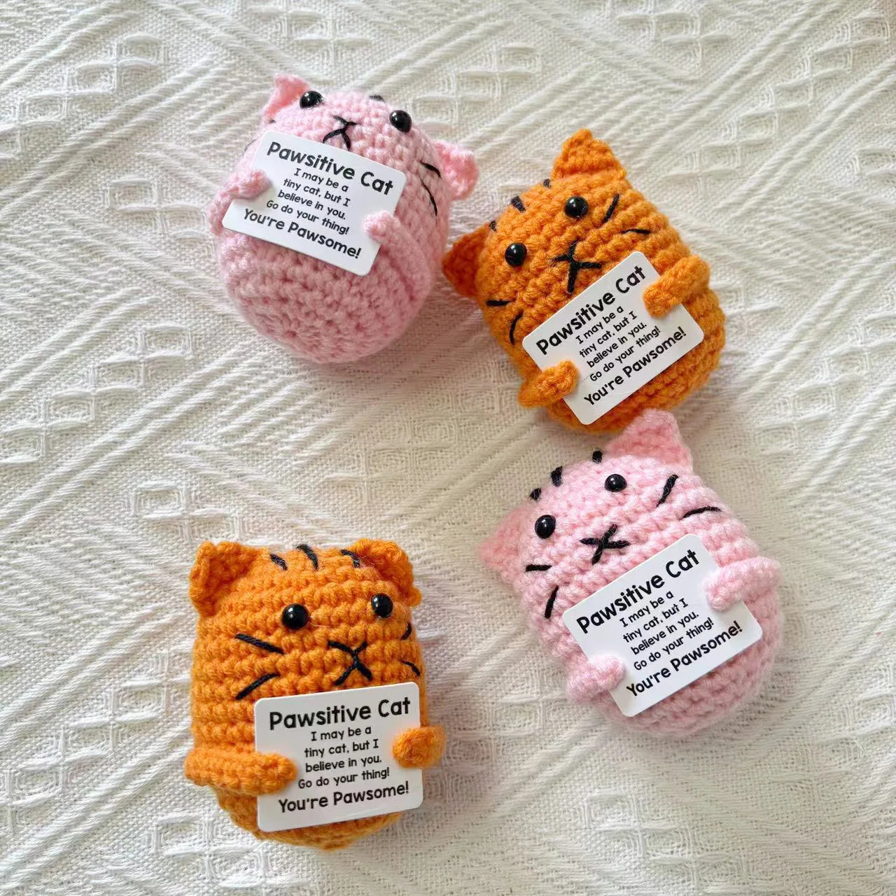 Crochet Knitted Positivity Pals Animals Cat Pineapple Tea Turtle Goose Otter - Emotional Support Gift Positivity Words of Encouragement Ornament - Perfect Gift