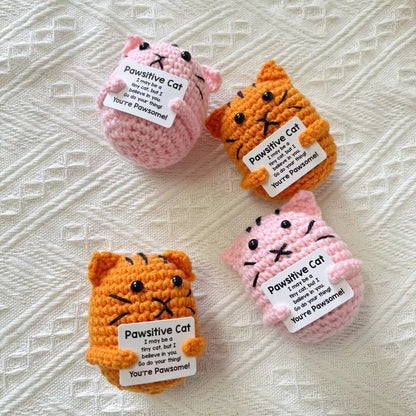 Crochet Knitted Positivity Pals Animals Cat Pineapple Tea Turtle Goose Otter - Emotional Support Gift Positivity Words of Encouragement Ornament - Perfect Gift