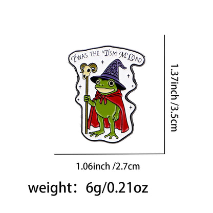 Twas The Tism M’Lord Enamel Pin Badge Funny Wizard Magician Sage Frog Toad Witch Hat