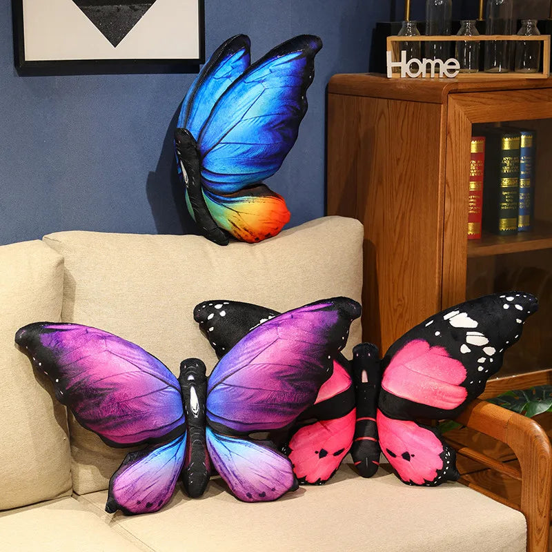 40×50cm Large Butterfly Plush Soft Toy Decorative Cushion – Blue/Pink/Yellow Multicolour Options