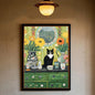 Funny Cute Black Cat Self Adhesive Posters – Retro Animal Wall Art Decoration Home Décor