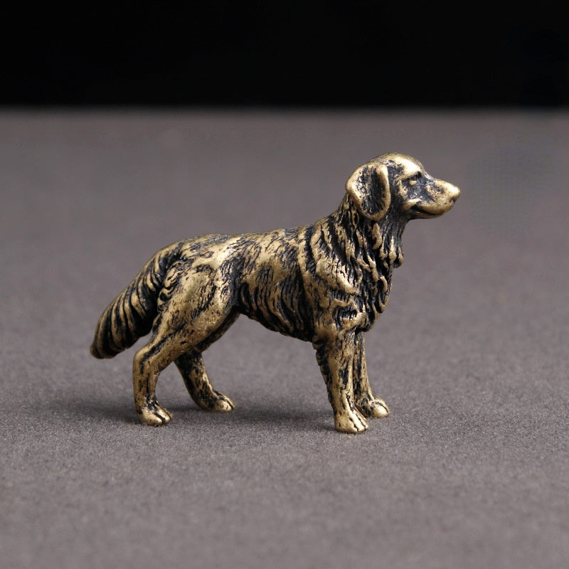 Mini Brass Copper Metal Dog Figurine – Desk Buddy Ornament Collectible