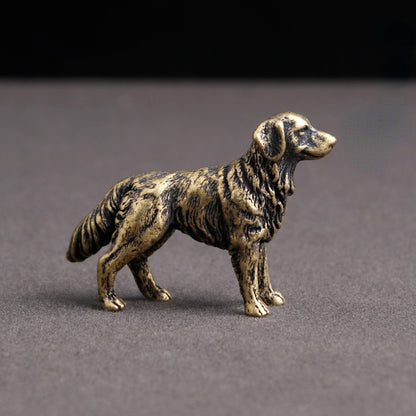 Mini Brass Copper Metal Dog Figurine – Desk Buddy Ornament Collectible