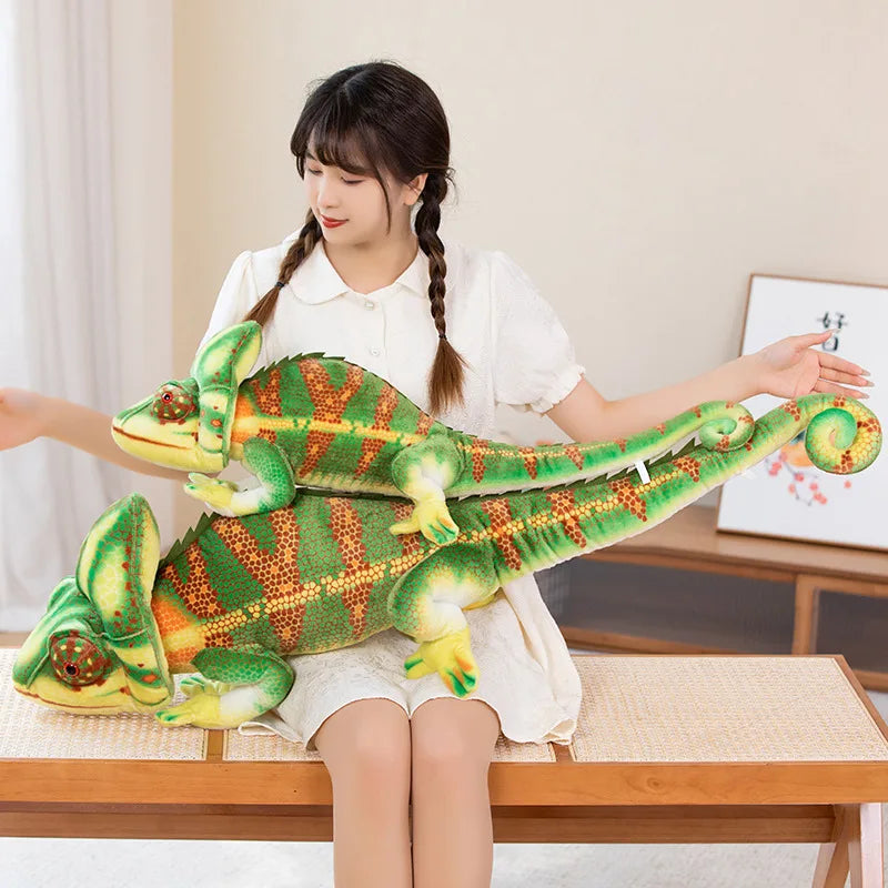 80/110cm Large Chameleon Plush Soft Toy – Soft Reptile Toy Statement