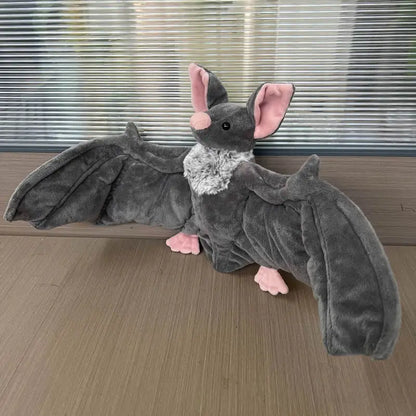 25cm Cute Grey Bat Plush Soft Toy with Posable Wings