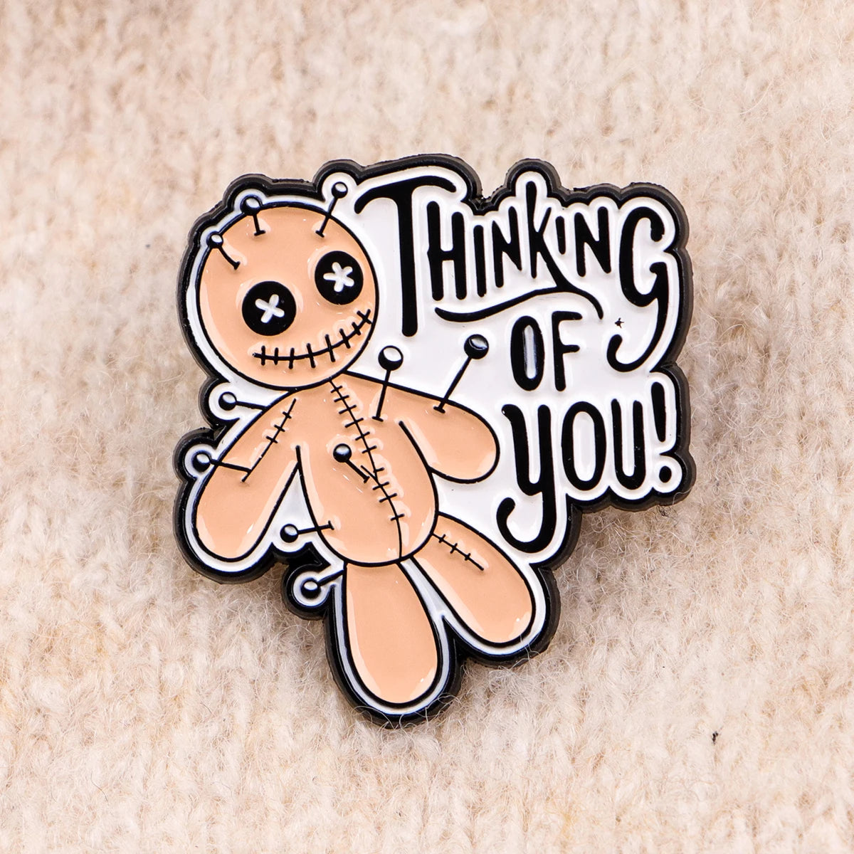 Thinking of You Funny Voodoo Doll Witchcraft Enamel Brooch Lapel Pin Badge Novelty Gift