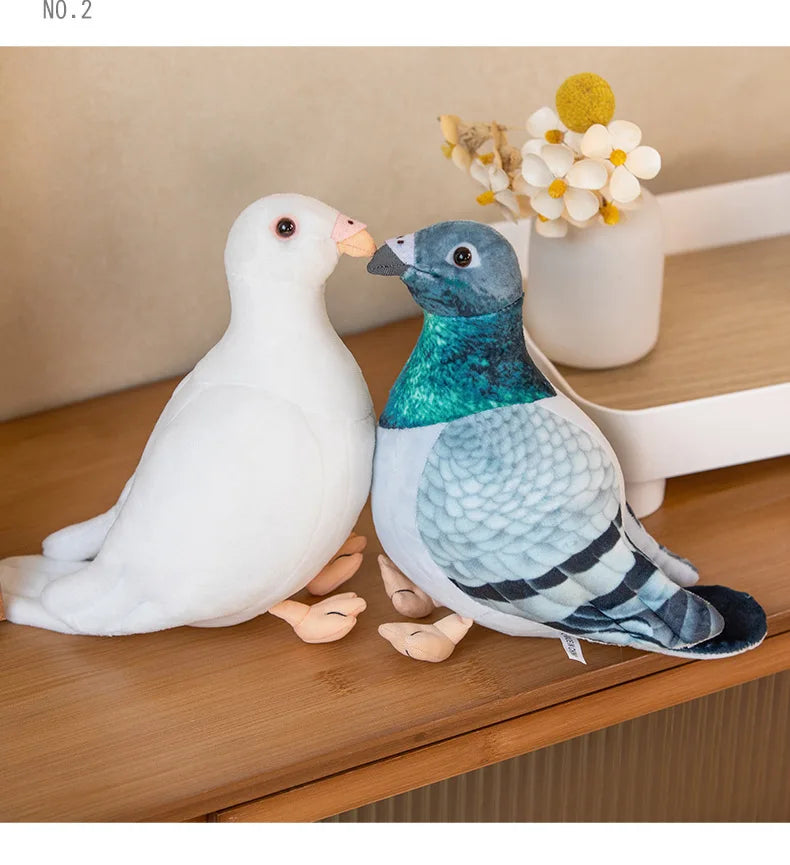 Lifelike 20cm Bird Plush – Dove, Pigeon & Magpie Designs