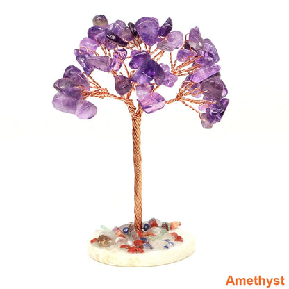 Crystal Money Tree Natural Crystal Healing Stone Reiki Quartz Gemstones Copper Wire Plant Gift