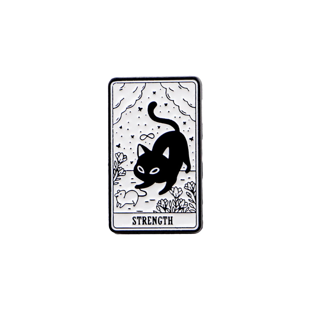Mystic Black White Cats Tarot Card Design Enamel Pin Badges Moon Sun Strength Fortune Cat