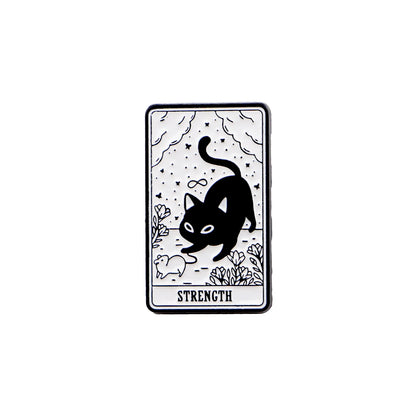 Mystic Black White Cats Tarot Card Design Enamel Pin Badges Moon Sun Strength Fortune Cat