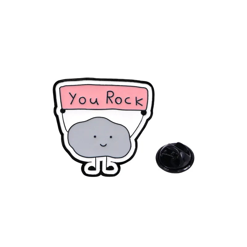 You Rock Cute Cartoon Enamel Brooch Lapel Pin Badge Bag Clothing Hat Accessory Gift