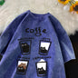 Cat Coffee T-Shirt – Cute Mocha Latte Graphic Tee for Men & Women | Summer Loose Fit Cotton