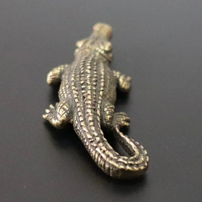 Mini Brass Copper Metal Crocodile Alligator Figurine – Desk Buddy Ornament Collectible