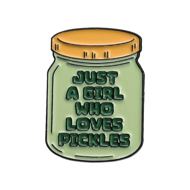 Pickles Lover Enamel Pin Badge Funny Cartoon Pickle Jar Brooches Lapel Bag Badge
