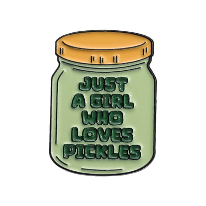 Pickles Lover Enamel Pin Badge Funny Cartoon Pickle Jar Brooches Lapel Bag Badge