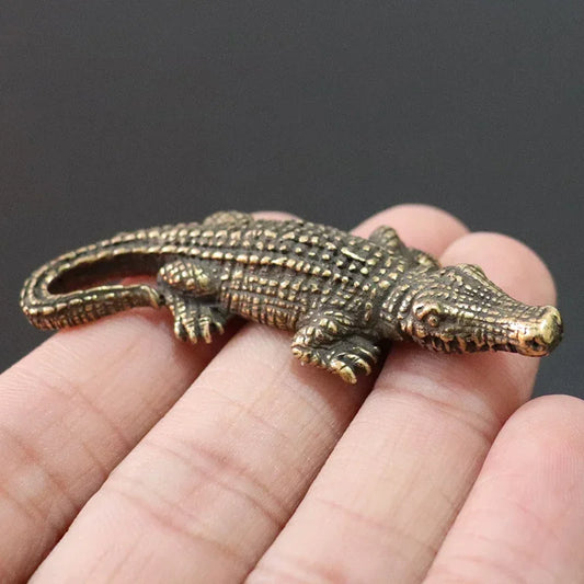 Mini Brass Copper Metal Crocodile Alligator Figurine – Desk Buddy Ornament Collectible