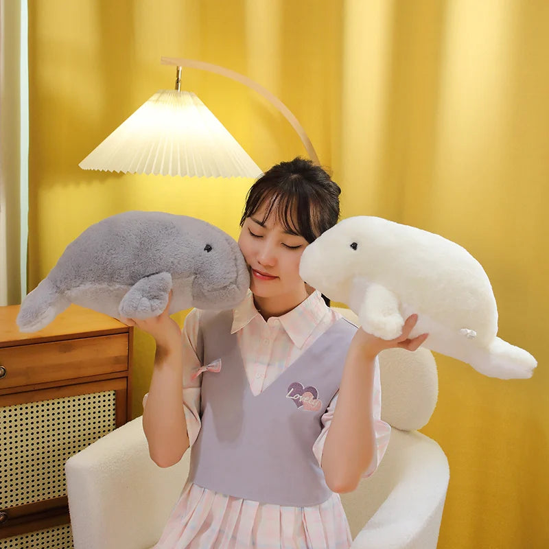 Large Manatee Plush Soft Toy – Sea Cow Cuddly Plush in 40cm or 50cm (Grey or White)