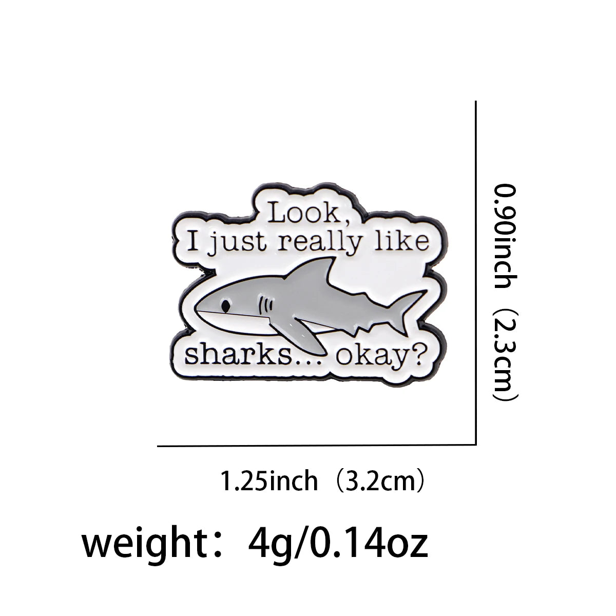 Shark Lovers Funny Enamel Brooch Lapel Pin Badge Novelty Gift
