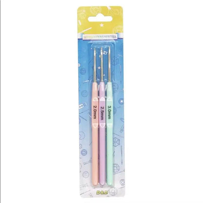 3‑Pack Crochet Hook Set – Soft-Grip Plastic Handles, Perfect for DIY Crafts & Gifts - Pastel Colours
