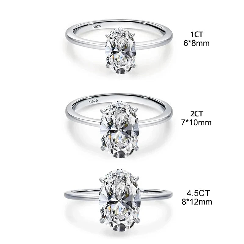 925 Sterling Silver / Golden Ring with Oval Zircon Gemstone – Womens Elegant Engagement Wedding Promise Band