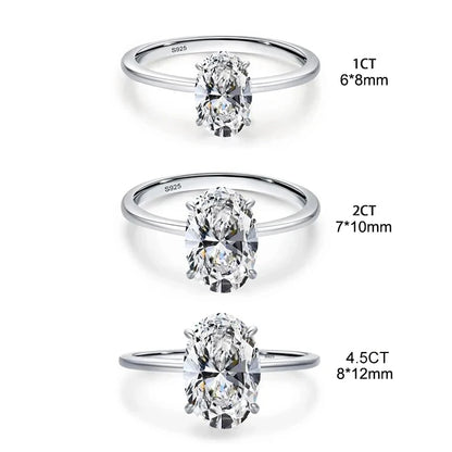 925 Sterling Silver / Golden Ring with Oval Zircon Gemstone – Womens Elegant Engagement Wedding Promise Band