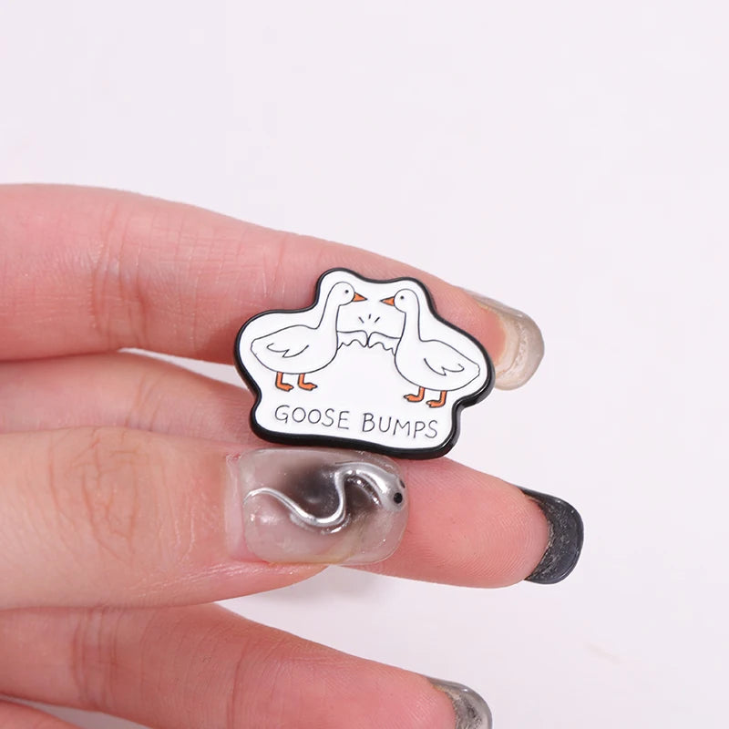 Goose Bumps Geese Enamel Pin Badge Cute Funny Duck Cartoon Animal Brooch Backpack Hat Lapel Accessories