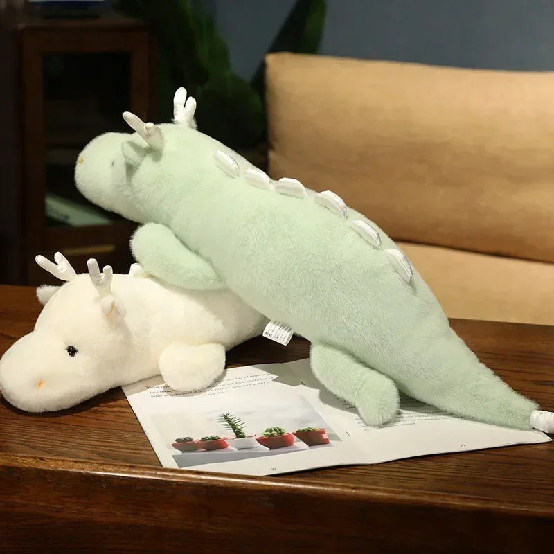 70-140cm Giant Dragon Plush Soft Toy – White or Green Fantasy Dinosaur