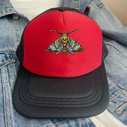 Colourful Skull Moth Embroidered Patch – Iron-On or Sew-On Fabric Badge