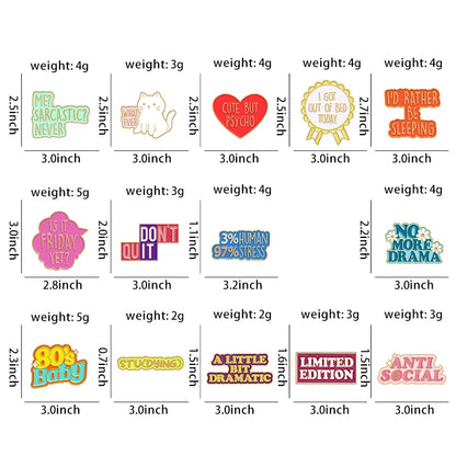 Funny Sarcastic Quotes Text Enamel Pin Badges Limited Edition Don’t Quit Dramatic Send Noods